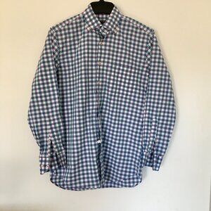 Petter Millar Men's Long Sleeve Button Down Blue, Purple Plaid Shirt, Size M
